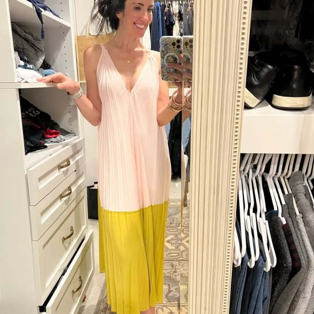 Tome Watercolor Pleated Two-Tier Dress Size S